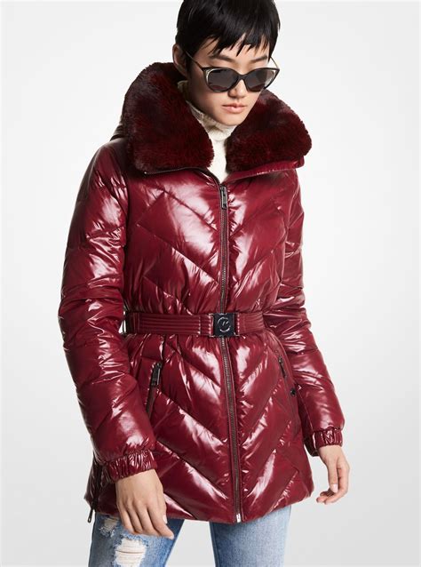 michael michael kors faux-fur trim quilted puffer coat|Michael Kors winter puffer coat.